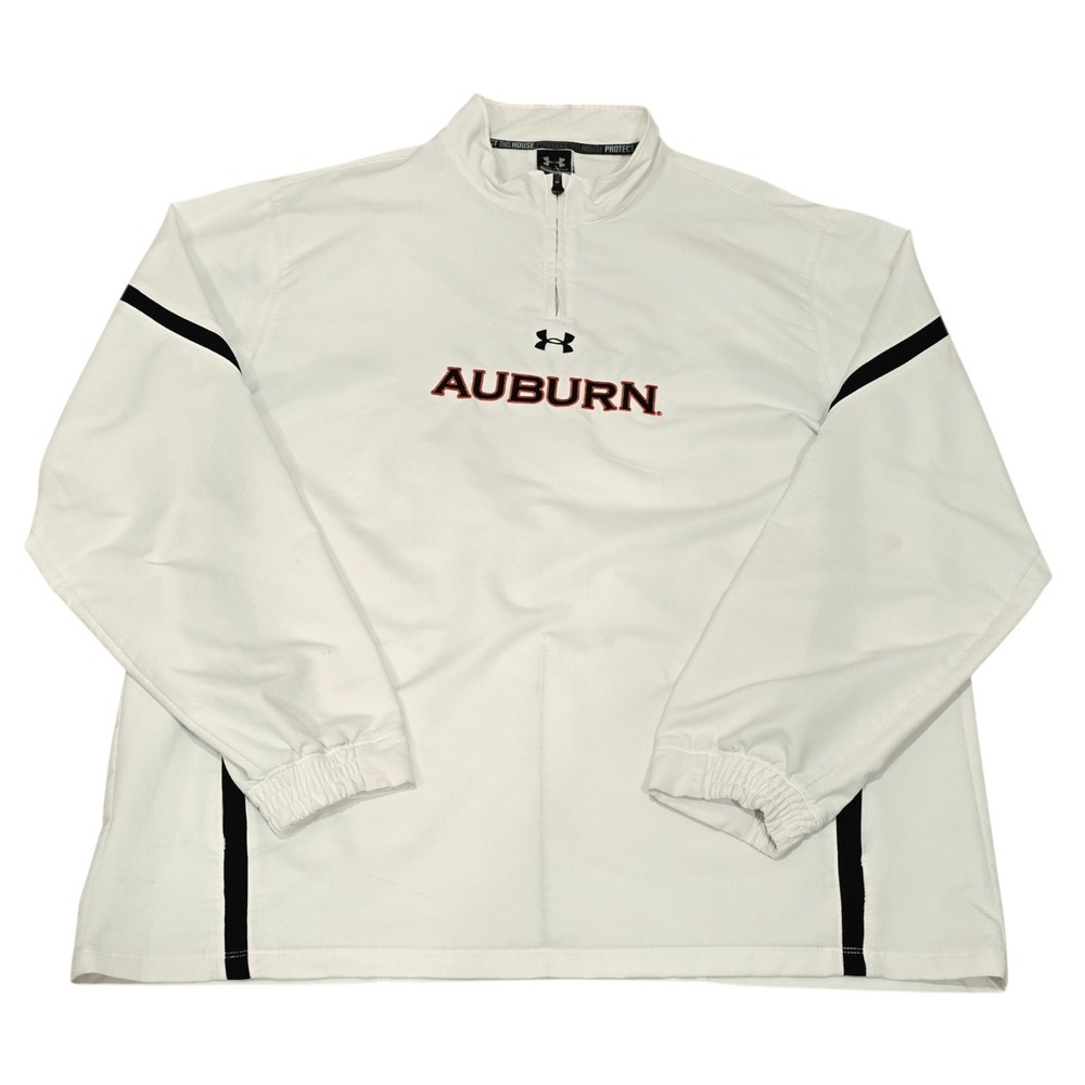 Under Armour Auburn Tigers War Eagle 1/4 Zip Pullover Jacket Mens XL White